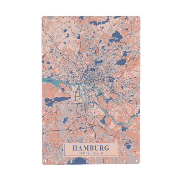 Metall Poster "Hamburger CityMap" artboxONE - Städte / Hamburg,Kartografie