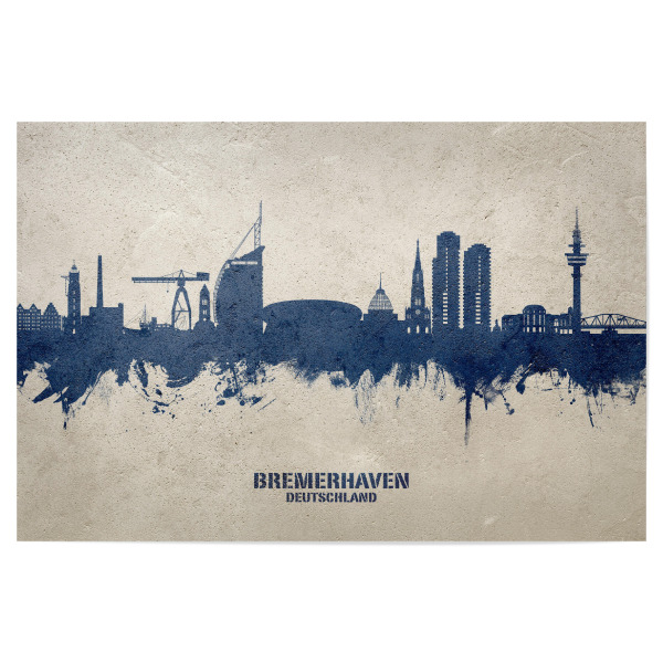 Poster 30x20 cm "Bremerhaven Skyline PaintBlue" artboxONE - Städte - Bremerhaven,Deutschland,Deutschlandskyline,Stadtbild,Stadtbild,Aquarell,Malerei