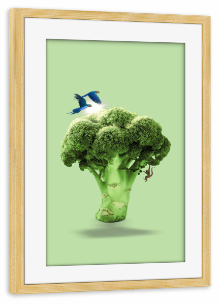 Poster mit Rahmen kiefer "Brokkoli-Wald" artboxONE - Essen & Trinken / Obst & Gemüse,Lustig