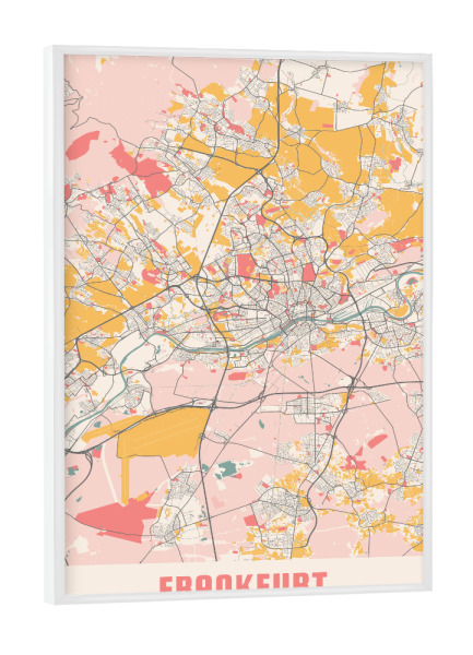 Poster mit weißem Rahmen "Frankfurt City Plan" artboxONE - Städte / Frankfurt,Kartografie