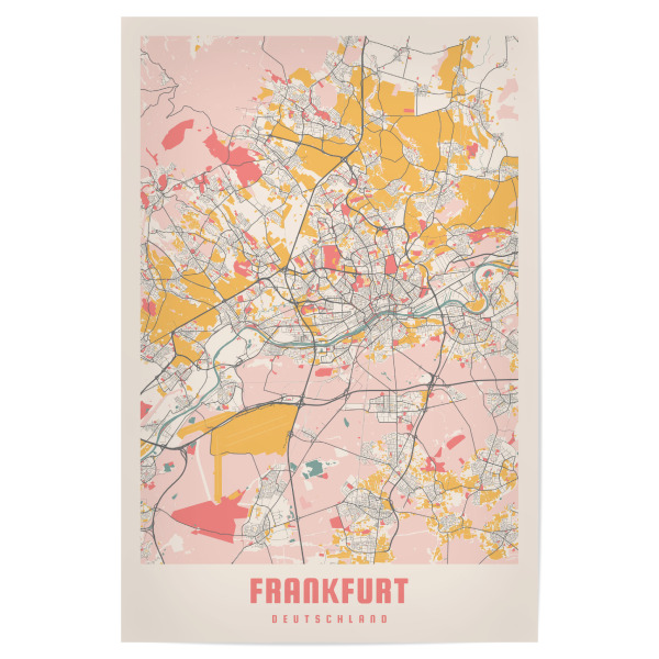 Poster "Frankfurt City Plan" artboxONE - Städte / Frankfurt,Kartografie