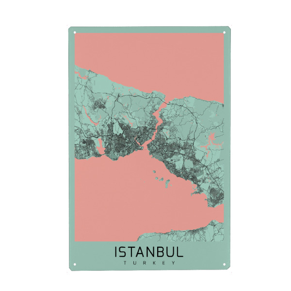 Holzbild "Map Istanbul City" artboxONE - Städte / Istanbul,Kartografie