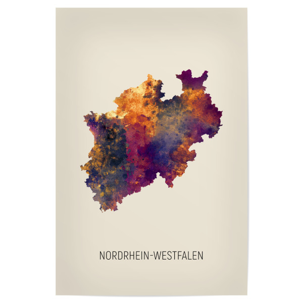 Poster "Nordrhein-Westfalen Karte Beige" artboxONE - Kartografie - Nordrhein-westfalen,Karte,Aquarell,Malerei,Landkarte,Deutschland