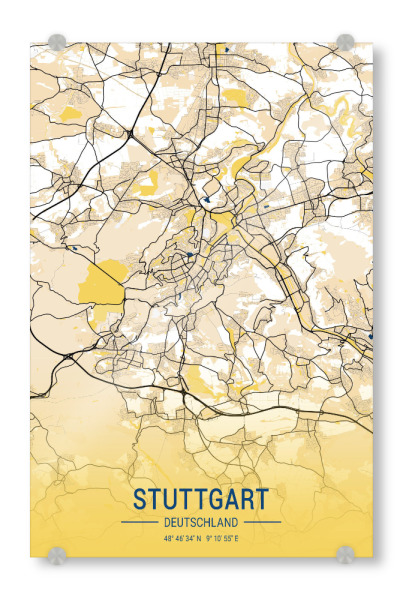 Acrylglasbild "Stadtplan Stuttgart" artboxONE - Städte / Stuttgart,Kartografie