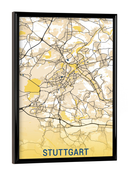 Poster mit schwarzem Rahmen "Stadtplan Stuttgart" artboxONE - Städte / Stuttgart,Kartografie