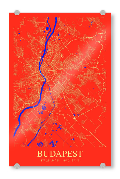 Acrylglasbild "Stadt Map Budapest" artboxONE - Städte / Budapest,Kartografie