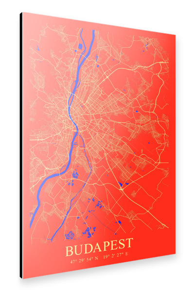 Alu-Dibond "Stadt Map Budapest" 30x20 cm artboxONE