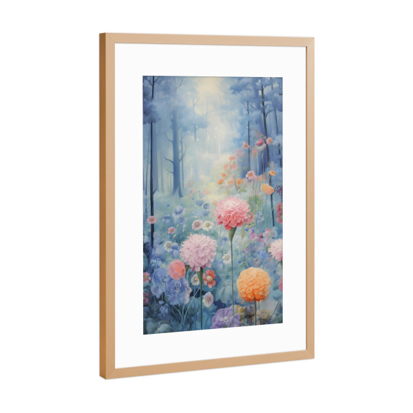 Poster mit Rahmen Kupfer "Blaue Waldstimmung" artboxONE - Natur,Floral,Abstrakt