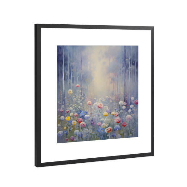 Poster mit Rahmen Schwarz (Metallic) "Blüten Waldzauber" artboxONE - Natur,Floral,Abstrakt
