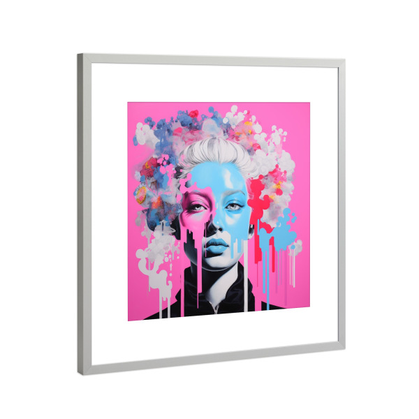 Poster mit Rahmen Silber "CARBON-FRAUENTRAUM" artboxONE - Comic,Abstrakt,Fashion,Für Mama - Popart,Rosa,Rosa,Harmonie,Carbon
