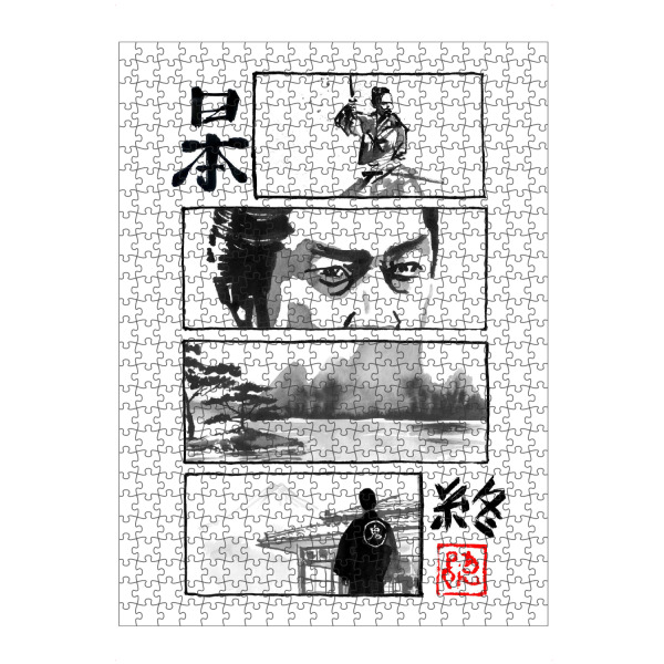 Puzzle Ravensburger "Manga Japan: Das Ende" artboxONE - Menschen,Reise / Asien,Männer - Japan,Sumie,Manga,Samurai,Geisha,Kanji - Bild japan