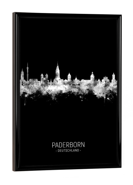 Poster mit schwarzem Rahmen "Paderborn Skyline Invert" artboxONE - Städte