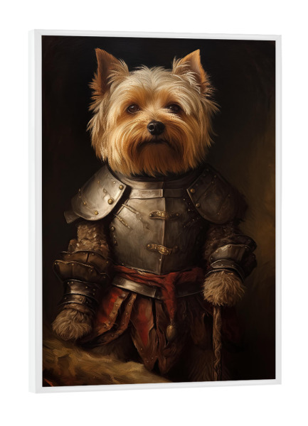 Poster mit weißem Rahmen "Yorkshire-Terrier-Ritter" artboxONE - Tiere,Lustig