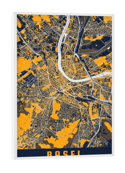 Poster mit weißem Rahmen "Stadt Basel City Map" artboxONE - Städte,Kartografie