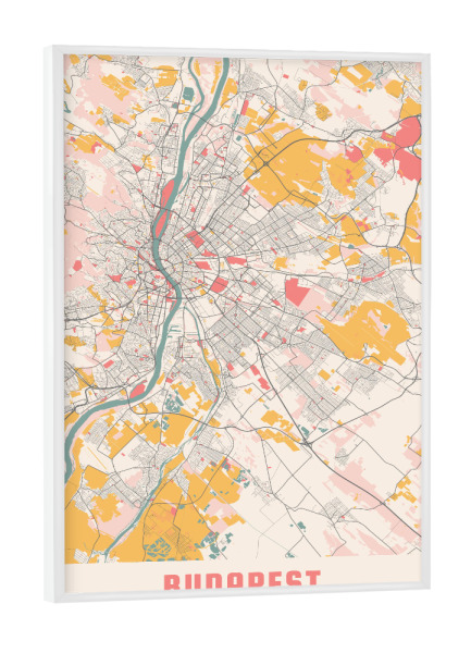 Poster mit weißem Rahmen "CityMap Budapest" artboxONE - Städte / Budapest,Kartografie
