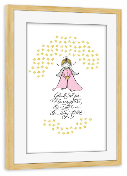 Poster mit Rahmen kiefer "Glück ist ein kleiner Stern" artboxONE - Weihnachten