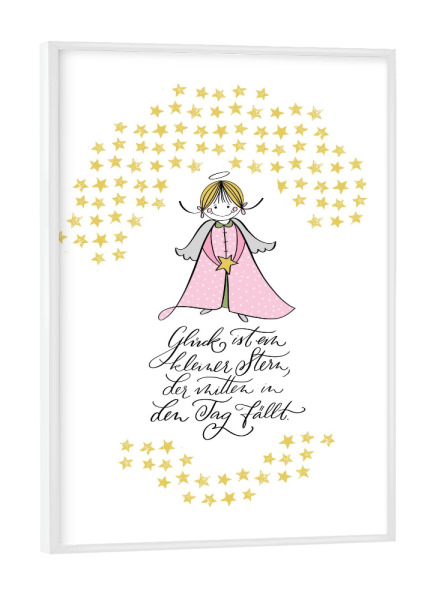 Poster mit weißem Rahmen "Glück ist ein kleiner Stern" artboxONE - Weihnachten