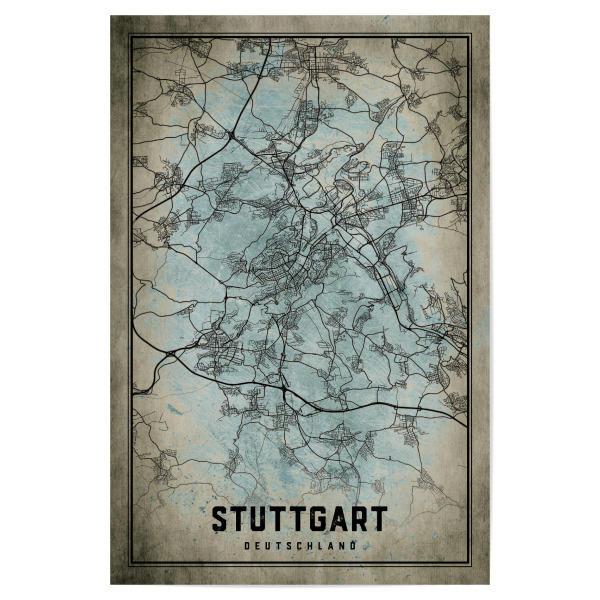 Poster "Stuttgart als Vintage City Map" artboxONE - Städte / Stuttgart,Kartografie