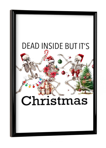 Poster mit schwarzem Rahmen "Tanzendes Skelett Weihnachten" artboxONE - Abstrakt,Weihnachten,Buchstaben,Festivals,Halloween