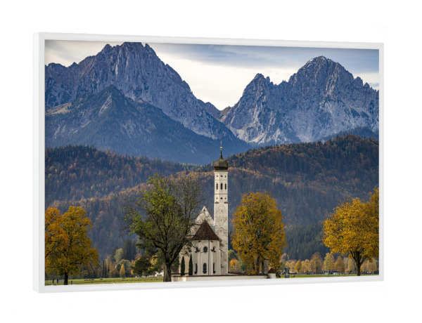 Poster mit weißem Rahmen "St. Coloman im Schwangau, Allgäu" artboxONE - Natur,Reise - St. coloman,Schwangau,Allgäu,Bayern,Deutschland