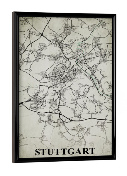 Poster mit schwarzem Rahmen "Stuttgart Vintage CityMap" artboxONE - Städte / Stuttgart,Kartografie