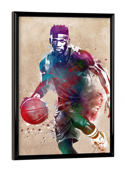 Poster mit schwarzem Rahmen "Basketballspieler Sportkunst D" artboxONE - Sport,Sport / Motivation