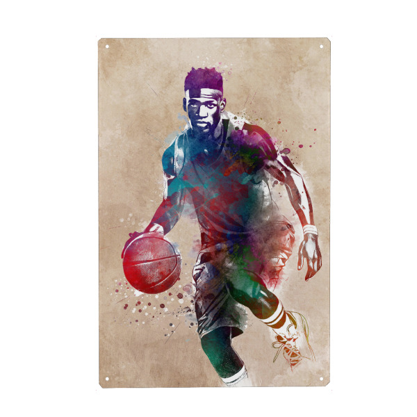 Metall Poster "Basketballspieler Sportkunst D" artboxONE - Sport,Sport / Motivation - Korb,Basketball,Basketballspieler,Sport,Grafik,Illustration