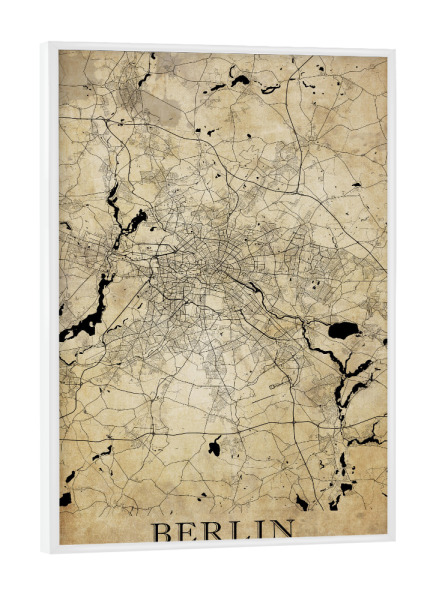 Poster mit weißem Rahmen "Berlin Vintage Stadtplan" artboxONE - Städte / Berlin,Kartografie