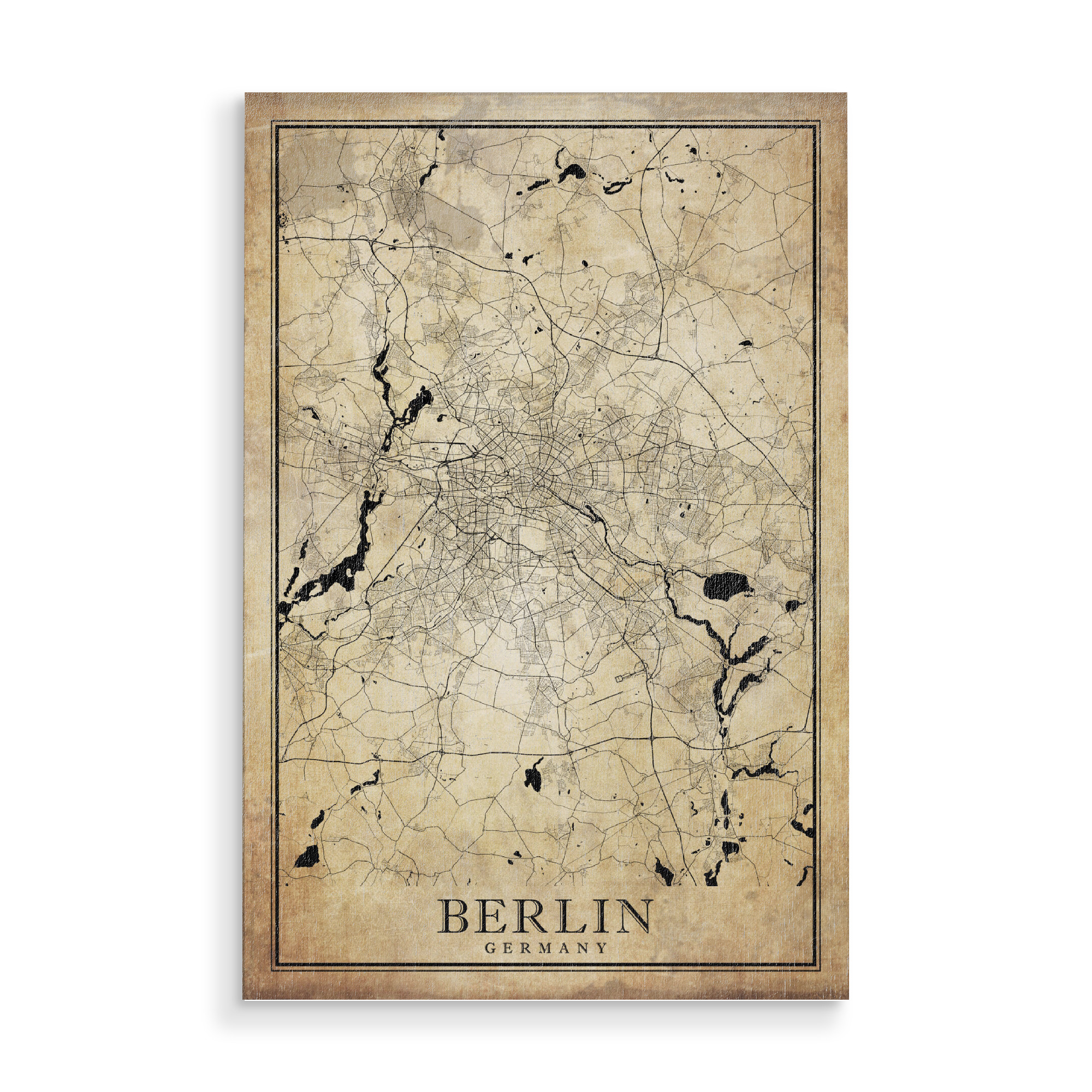 Holzbild "Berlin Vintage Stadtplan" artboxONE - Städte / Berlin,Kartografie