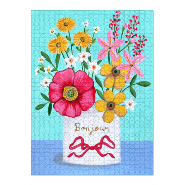 Puzzle Ravensburger "Bonjour-Blumen" artboxONE - Floral - Blume,Blumen,Bunt,Bonjour,Naive kunst - Bild blume