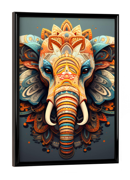 Poster mit schwarzem Rahmen "Mandala Tiere Elefant 3" artboxONE - Natur,Tiere,Abstrakt