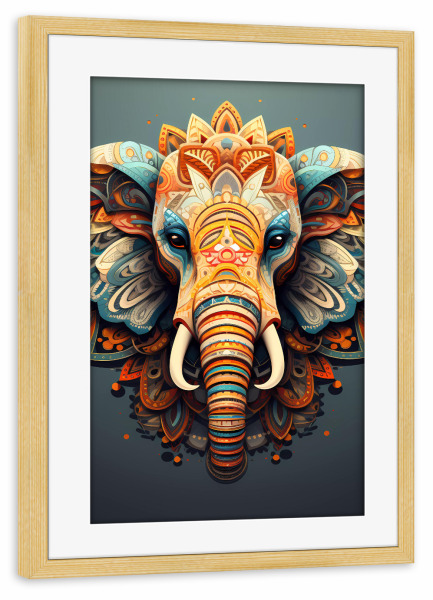 Poster mit Rahmen kiefer "Mandala Tiere Elefant 3" artboxONE - Natur,Tiere,Abstrakt