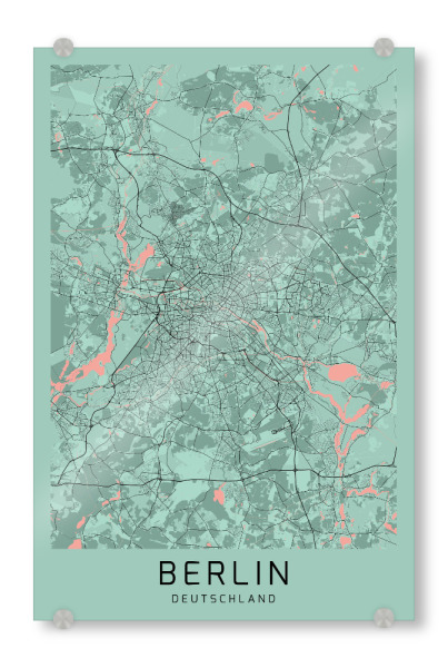 Acrylglasbild "Berlin als City Karte" artboxONE - Städte / Berlin,Kartografie
