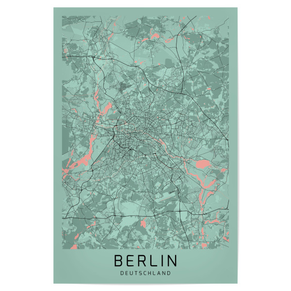 Poster 30x20 cm "Berlin als City Karte" artboxONE - Städte / Berlin,Kartografie