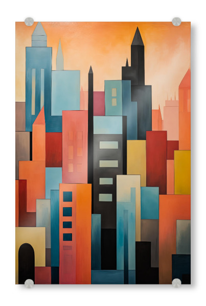 Acrylglasbild "Orange abstrakte Stadt" artboxONE - Städte,Abstrakt,Architektur