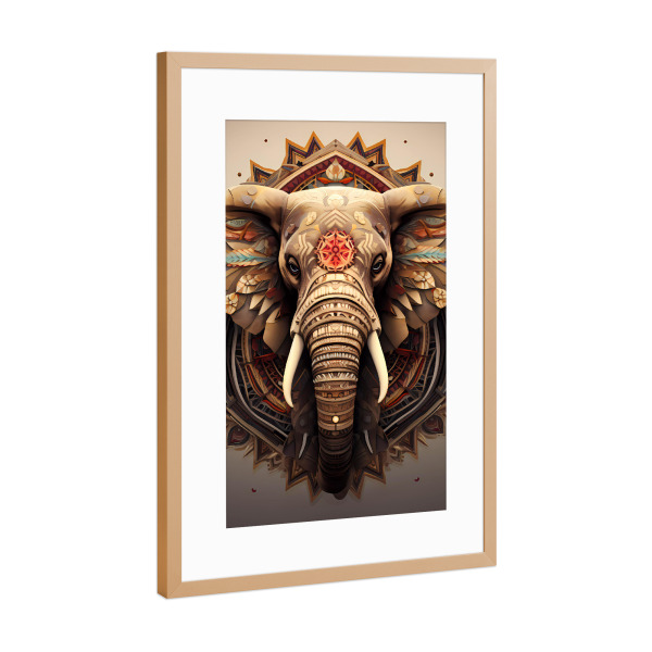 Poster mit Rahmen Kupfer "Mandala Tiere Elefant 2" artboxONE - Natur,Tiere,Abstrakt