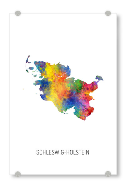 Acrylglasbild "Landeskarte Schleswig-Holstein" artboxONE - Kartografie - Schleswig-holstein,Karte,Aquarell,Malerei,Landkarte,Deutschland