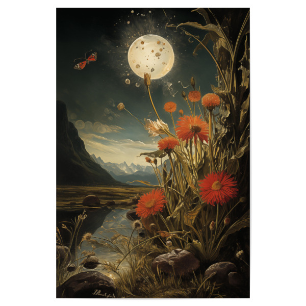 Poster 30x20 cm "Blumenlandschaft am Abend" artboxONE - Natur,Floral,Tiere