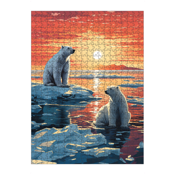 Puzzle Ravensburger "Eisbären im Sonnenuntergang" artboxONE - Natur,Tiere - Eisbären,Tiere,Natur,Reise,Sonnenuntergang,Bunt,Eis - Bild eisbären