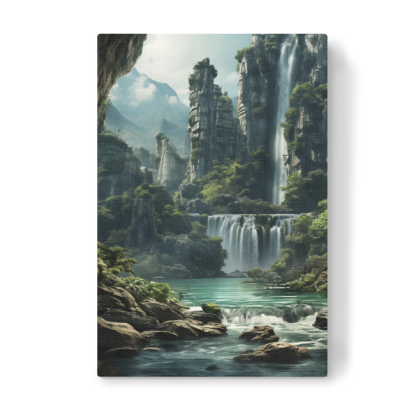Leinwandbild "Magischer Wasserfall in den Bergen" artboxONE - Natur,Reise - Wasserfall,Wasser,Natur,Reise,Berge,Gebirge
