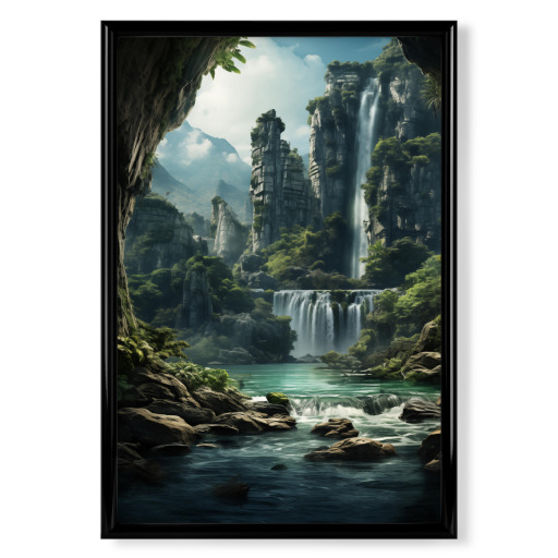 Magical waterfall in the mountains