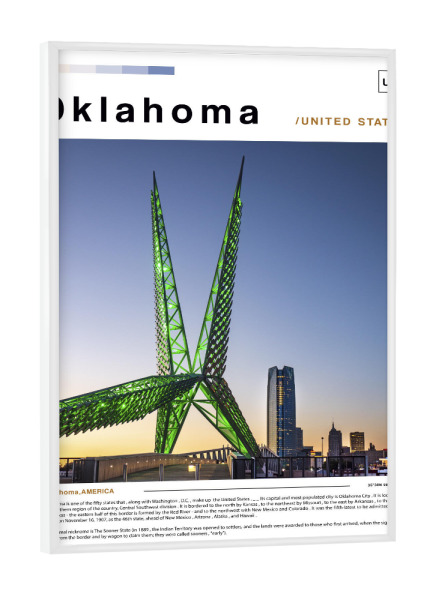Poster mit weißem Rahmen "Titelseite - Zeitung aus Oklahoma" artboxONE - Städte,Architektur