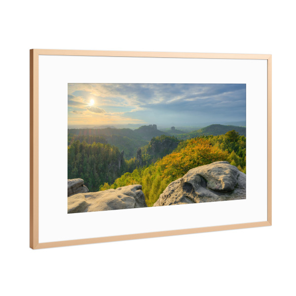 Poster mit Rahmen Kupfer "Sächsische Schweiz Carolaaussicht" artboxONE - Natur,Reise,Reise / Länder