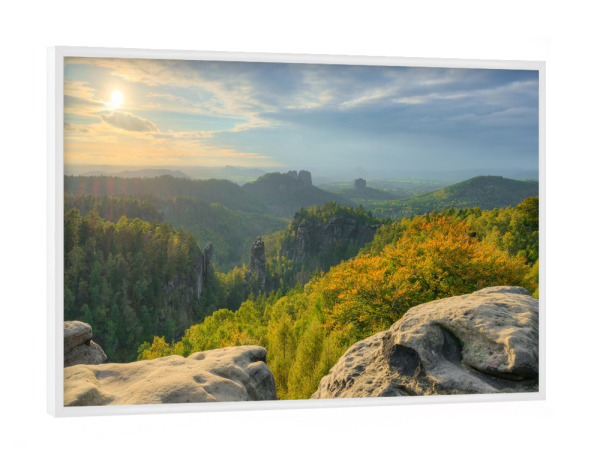 Poster mit weißem Rahmen "Sächsische Schweiz Carolaaussicht" artboxONE - Natur,Reise,Reise / Länder