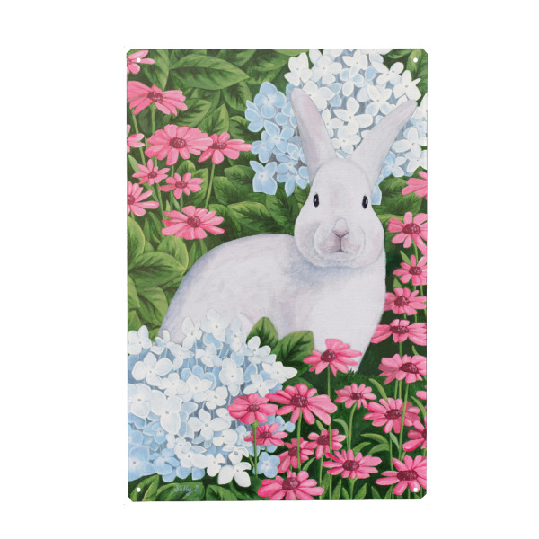 Holzbild "Kaninchen im Blumengarten" artboxONE - Floral,Tiere