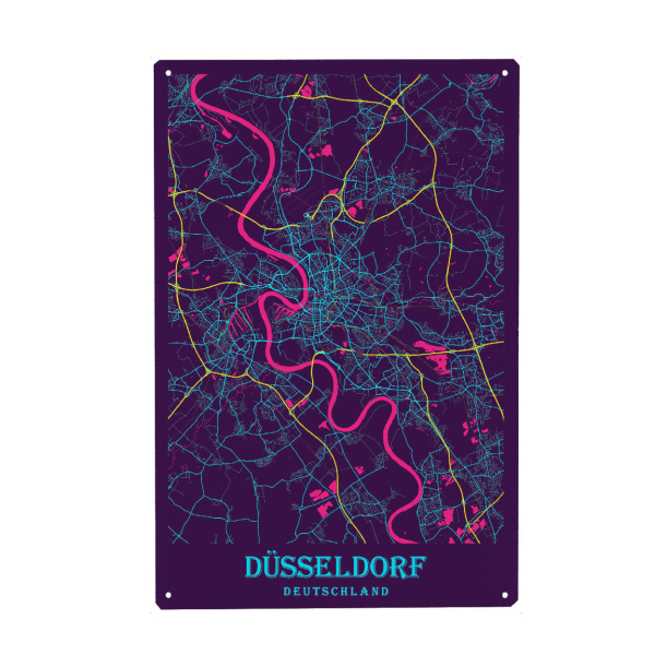 Holzbild "Stadt Düsseldorf" artboxONE - Städte / Düsseldorf,Kartografie