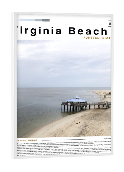 Poster mit weißem Rahmen "Virginia Beach-Zeitung" artboxONE - Städte,Architektur
