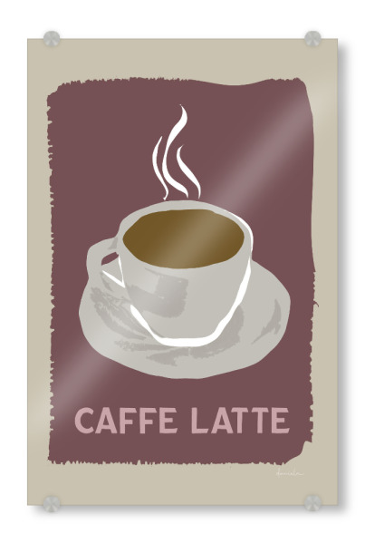 Acrylglasbild "Moderner Kaffee - Caffe Latte" artboxONE - Typografie,Essen & Trinken - Caffe latte,Kaffee,Küche,Getränk