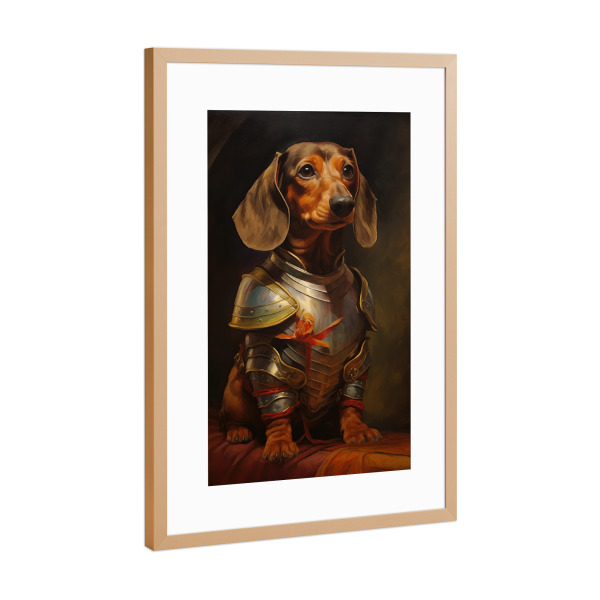 Poster mit Rahmen Kupfer "Niedlicher Dackelritter" artboxONE - Tiere,Liebe