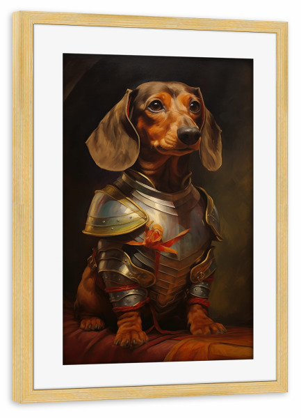 Poster mit Rahmen kiefer "Niedlicher Dackelritter" artboxONE - Tiere,Liebe